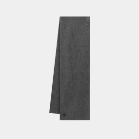 Designer Grey Wool Ribbed Scarf by Courreges