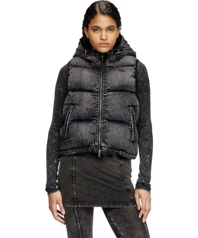 Denim Hooded Puffer Vest by Diesel