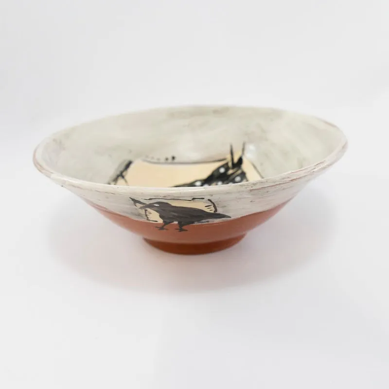 Charming Small Bowl Adorned with a Crow