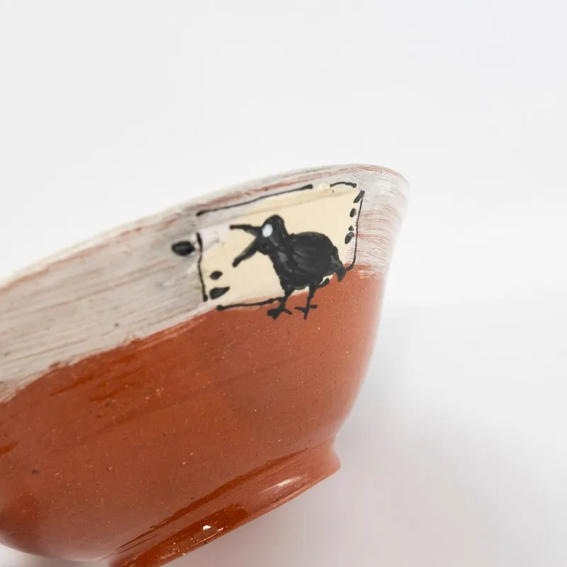 Charming Small Bowl Adorned with a Crow