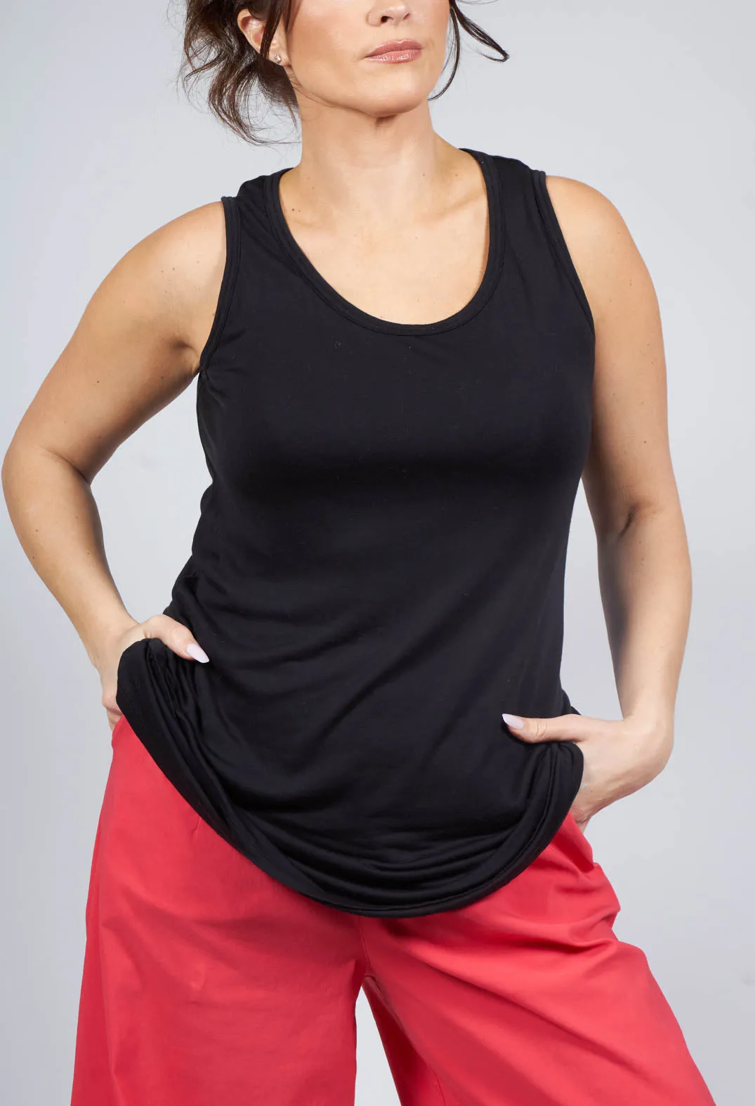 Black Double Fabric Vest Top