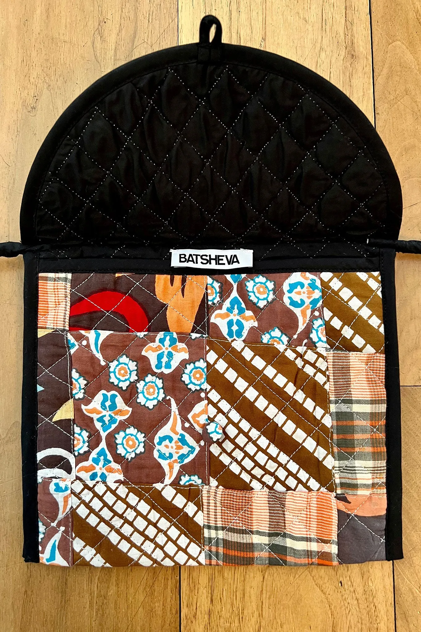 Double Flap Quilted Bag Brown Patchwork