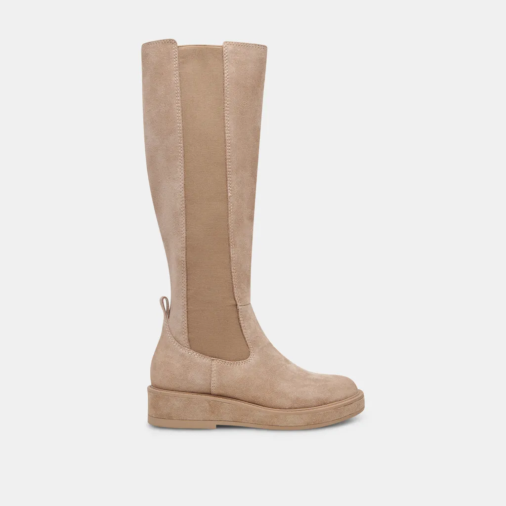 Almond Suede Wide Calf Boots in Waterproof | Dolce Vita - EAMON H2O 6952473657410