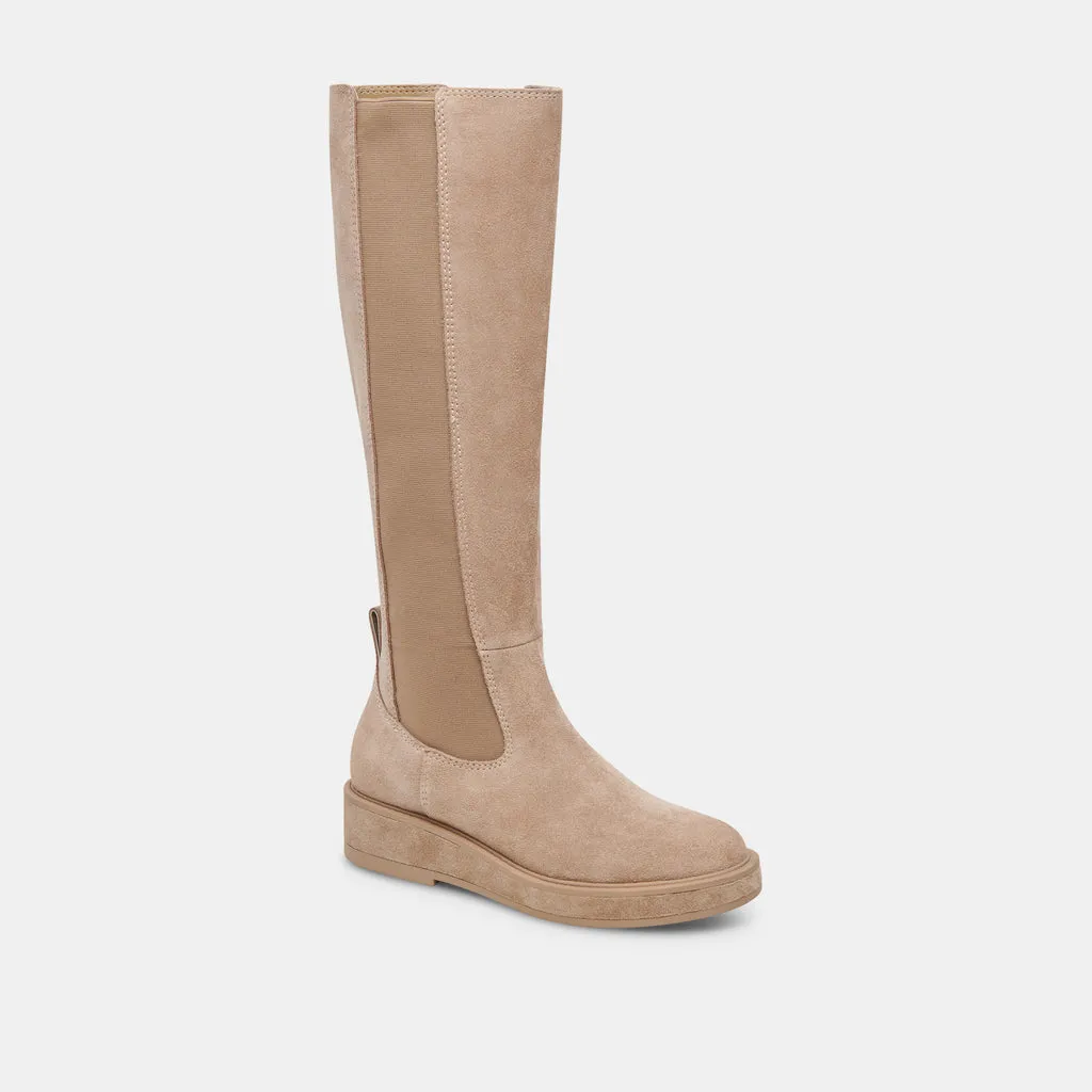 Almond Suede Wide Calf Boots in Waterproof | Dolce Vita - EAMON H2O 6952473657410