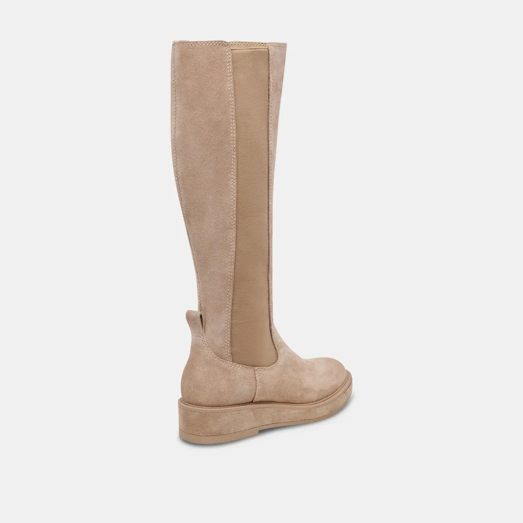 Almond Suede Wide Calf Boots in Waterproof | Dolce Vita - EAMON H2O 6952473657410