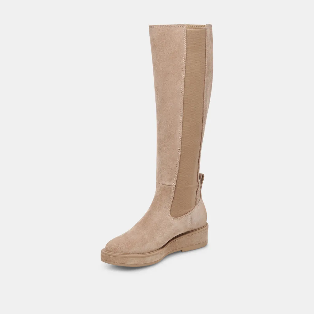 Almond Suede Wide Calf Boots in Waterproof | Dolce Vita - EAMON H2O 6952473657410