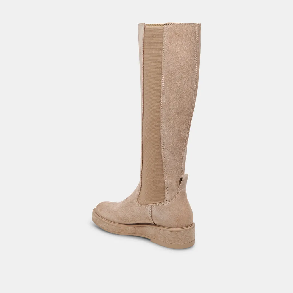 Almond Suede Wide Calf Boots in Waterproof | Dolce Vita - EAMON H2O 6952473657410