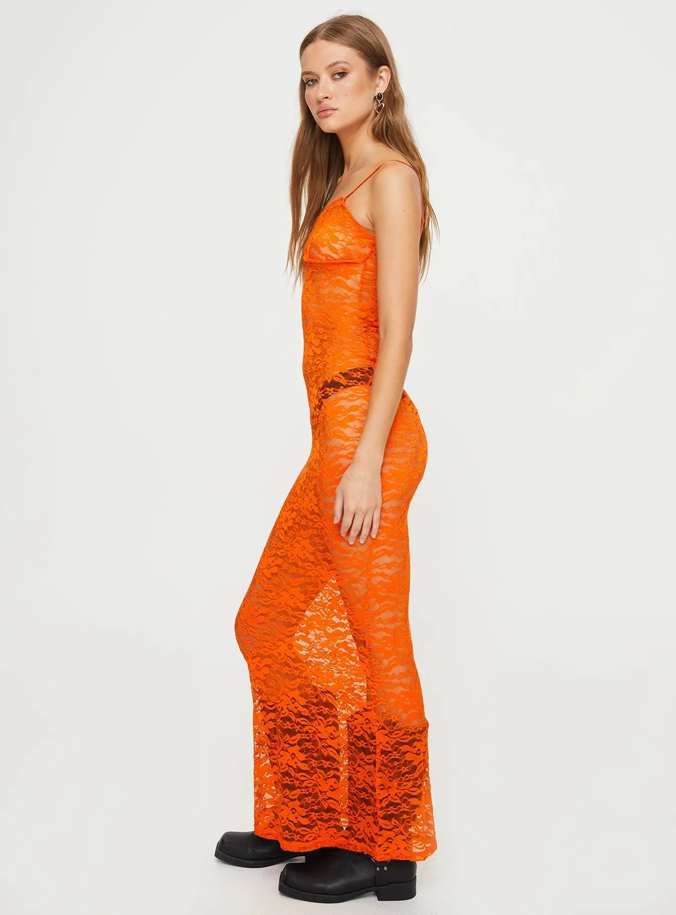 Lace Maxi Dress Orange