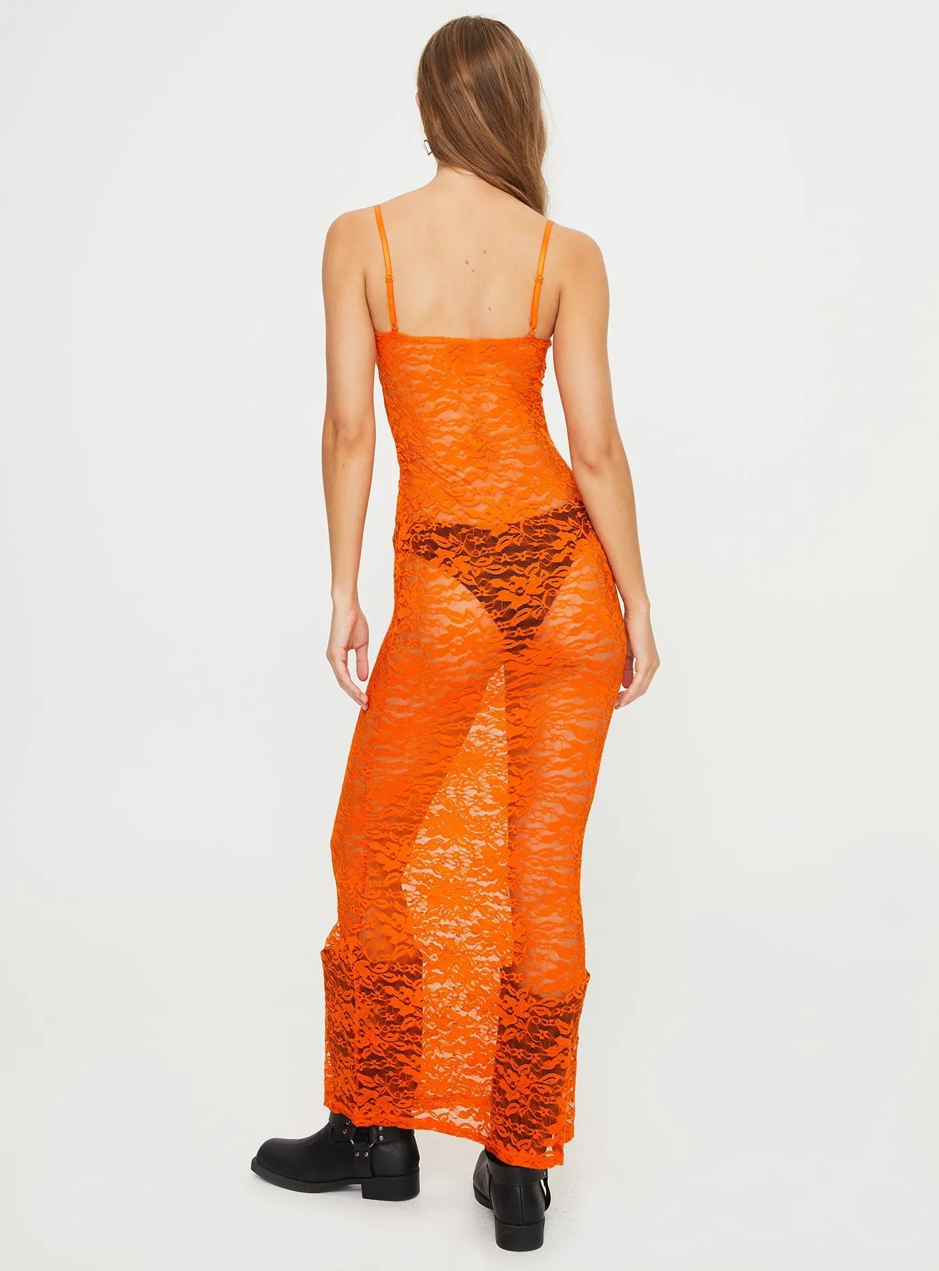 Lace Maxi Dress Orange