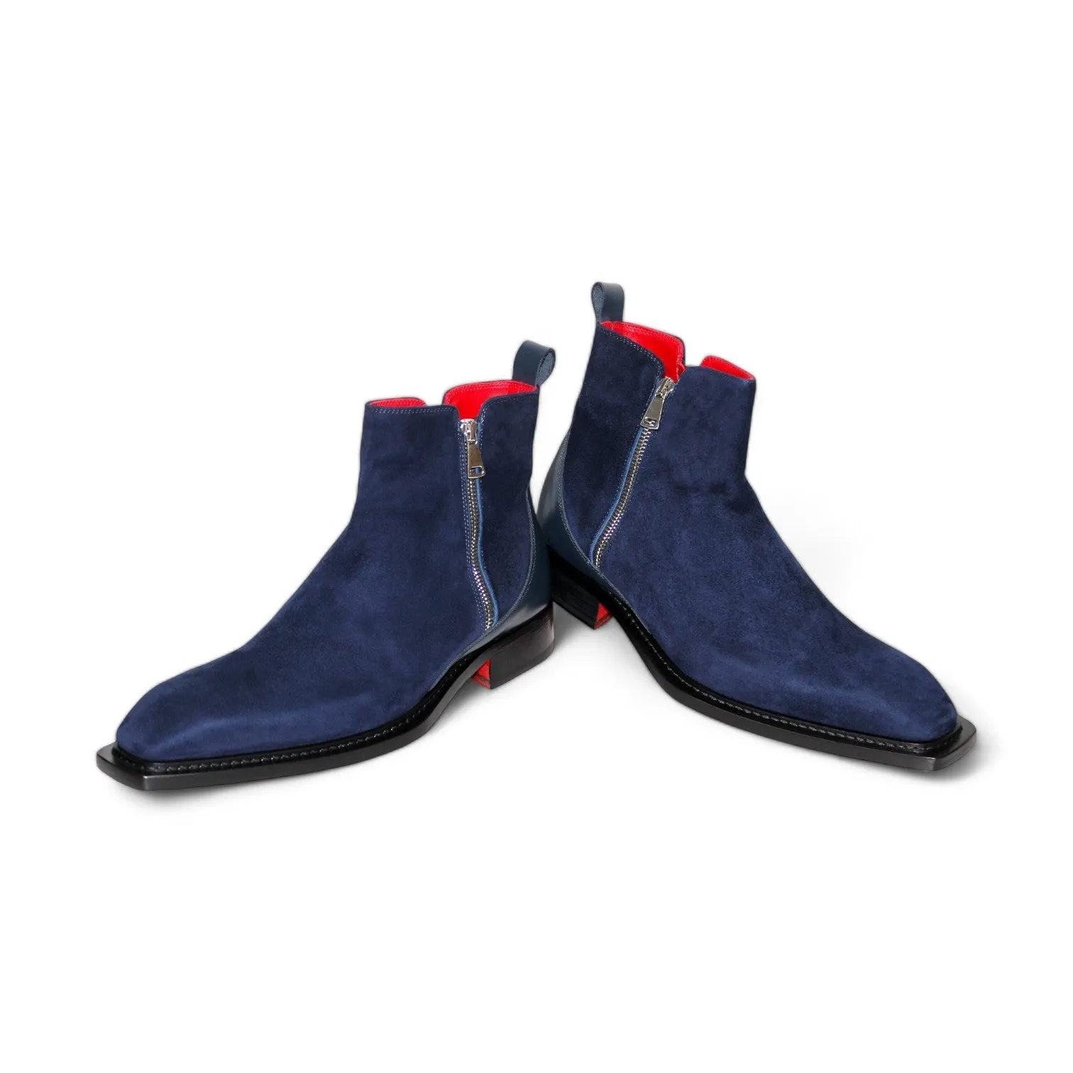 Emilio Franco Cesare Men's Shoes Navy Suede Boots (EF1156)