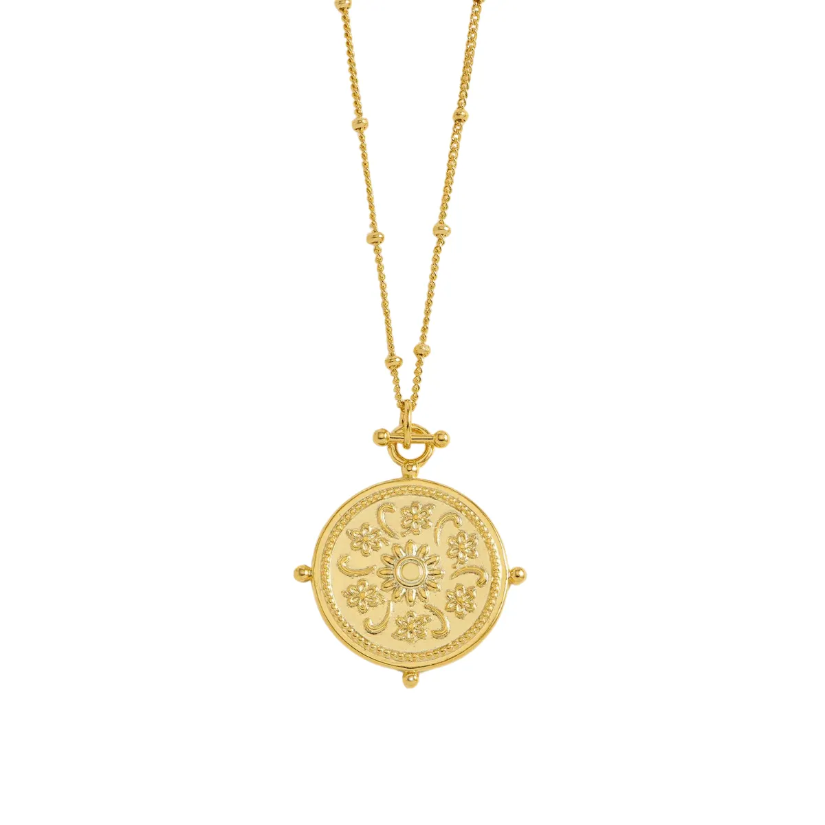 Estella Bartlett   Floral Coin Necklace Gold Plated