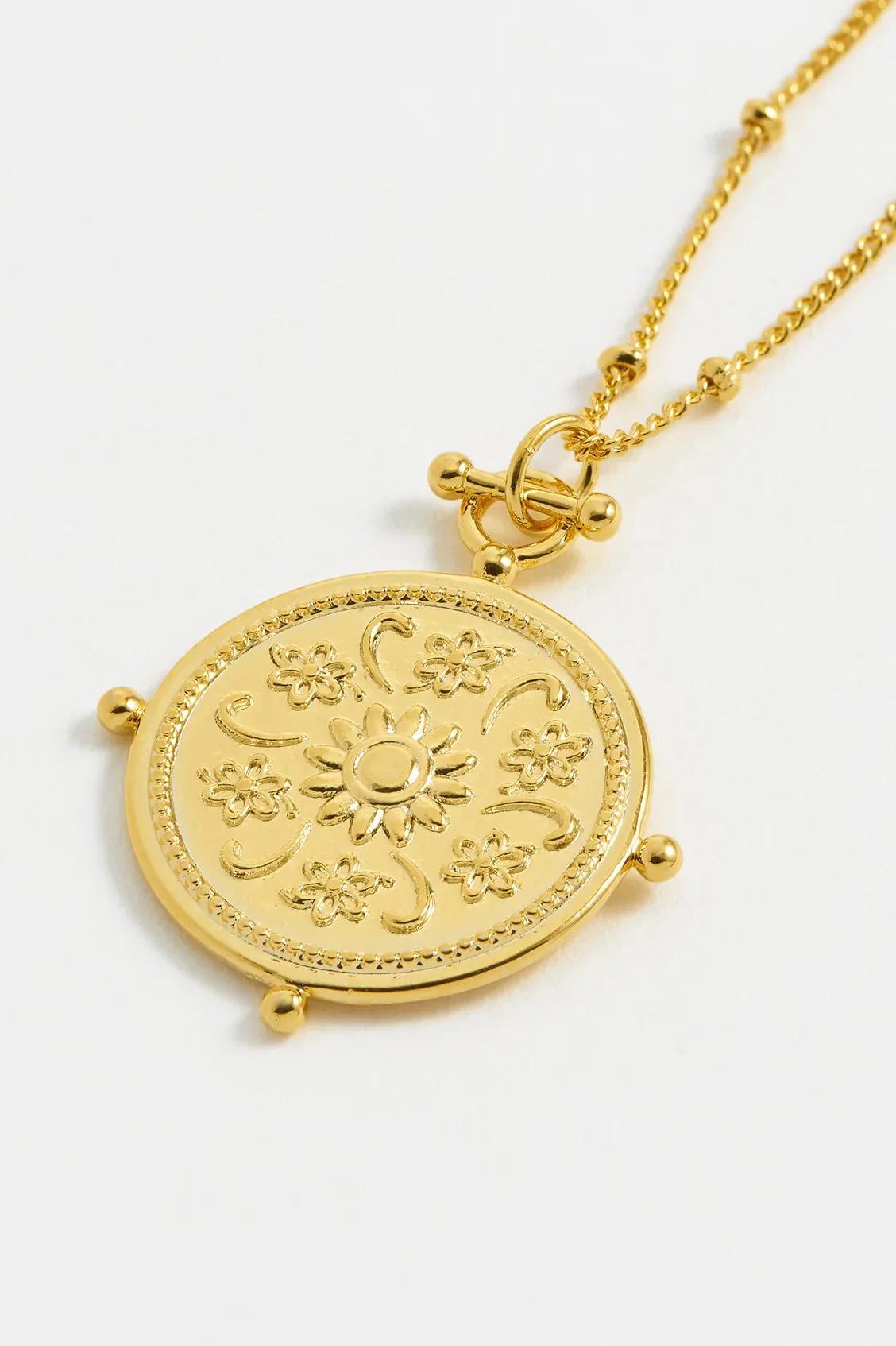 Estella Bartlett   Floral Coin Necklace Gold Plated