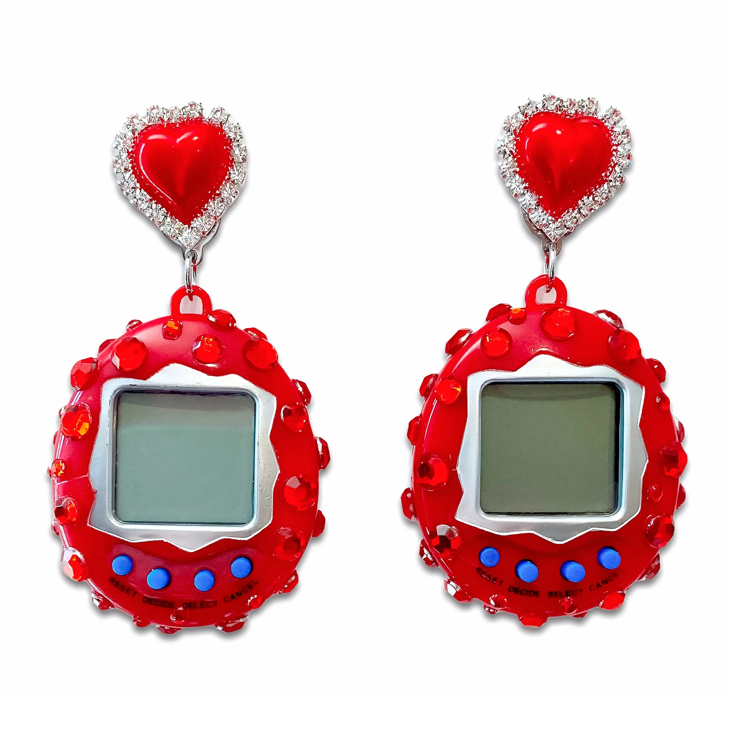 Red Sparkly Digital Pet Earrings