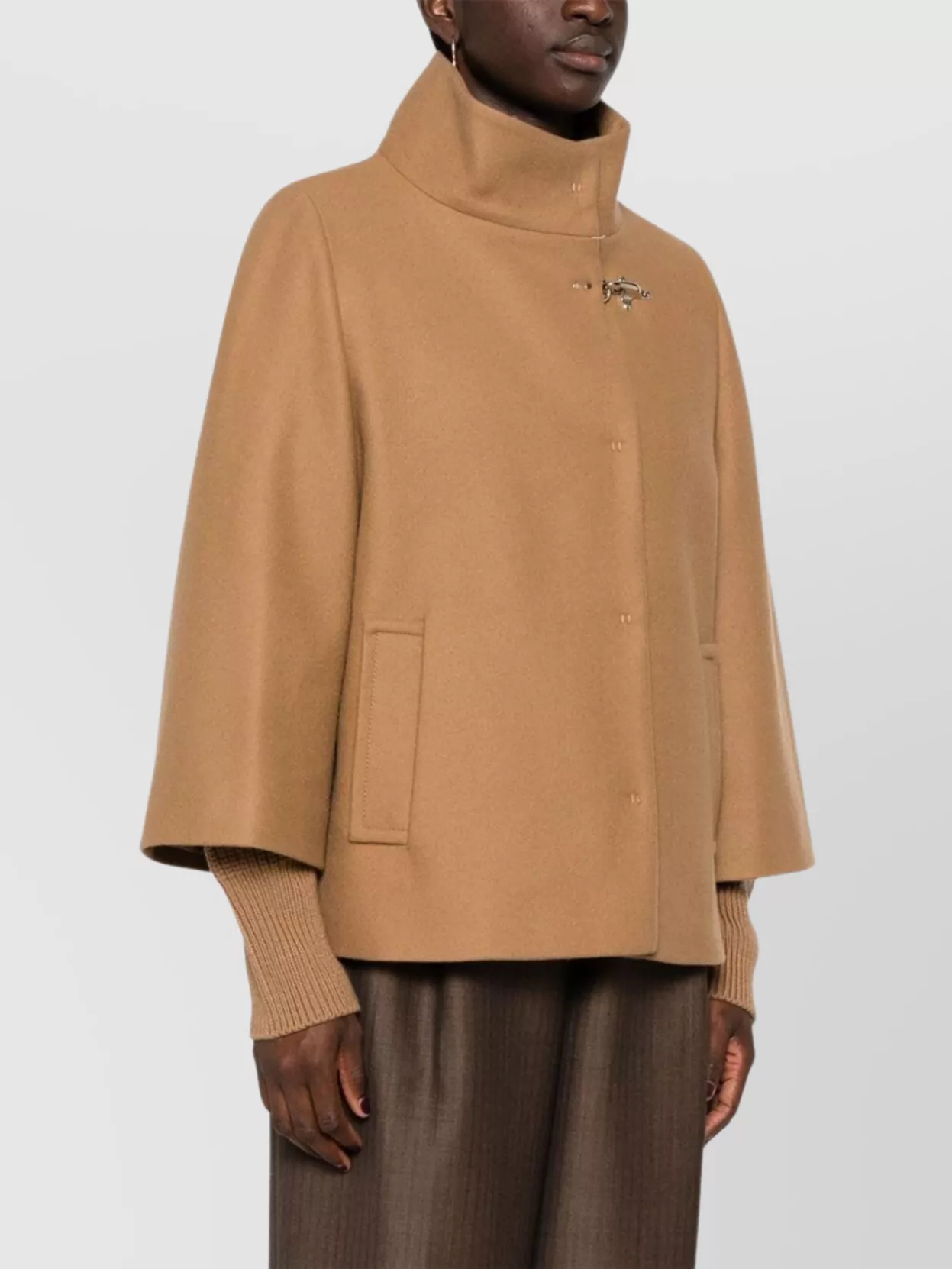 Fay Wool Cape with Stand-up Collar