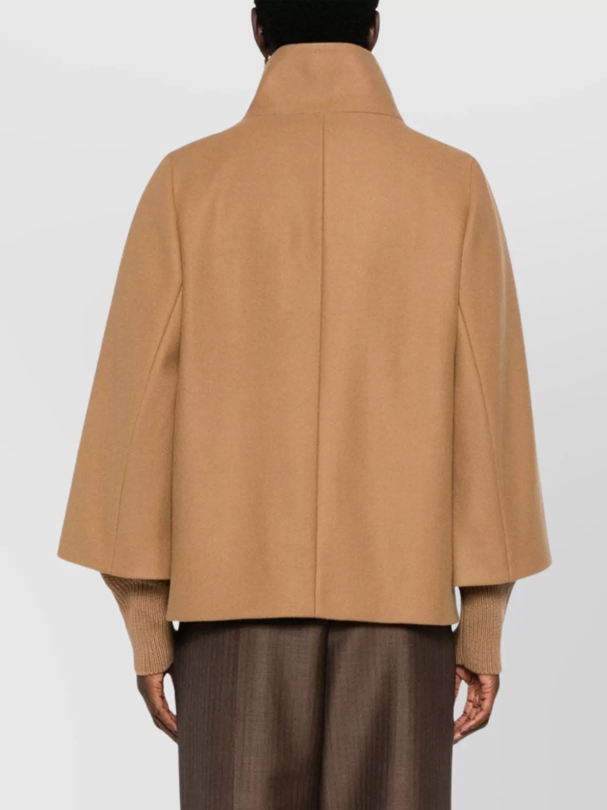 Fay Wool Cape with Stand-up Collar