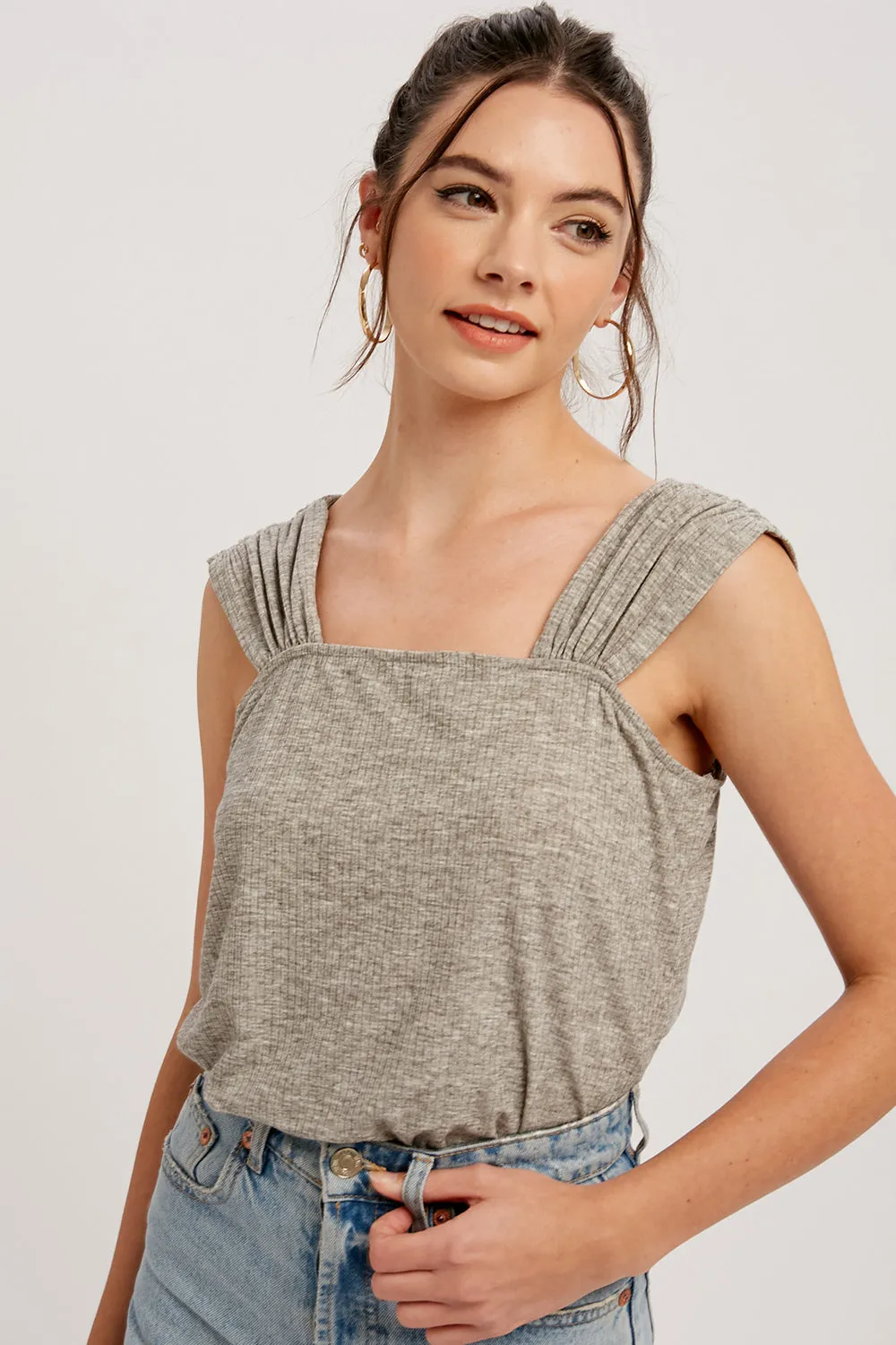 Ruched Ribbed Top