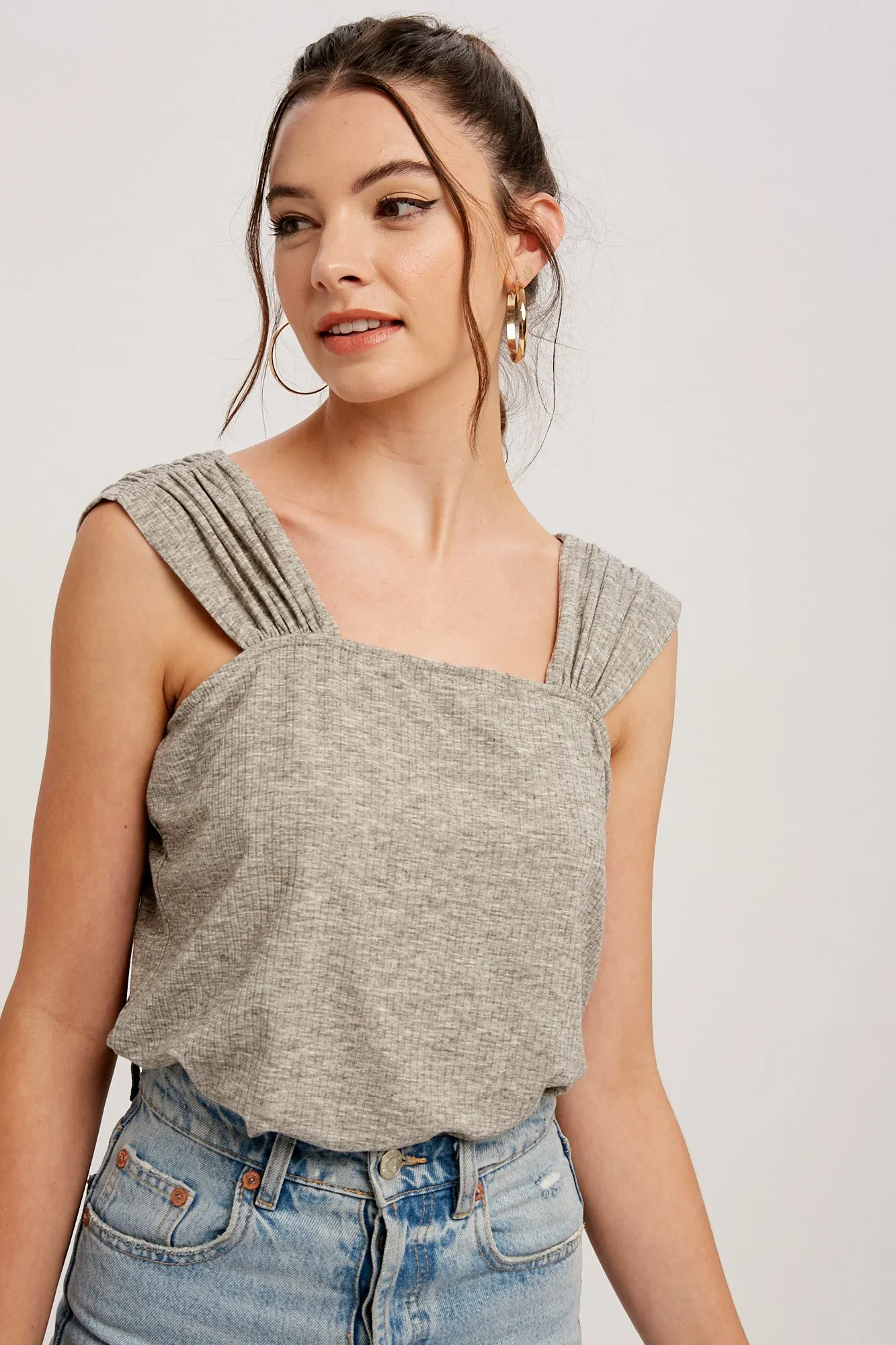 Ruched Ribbed Top