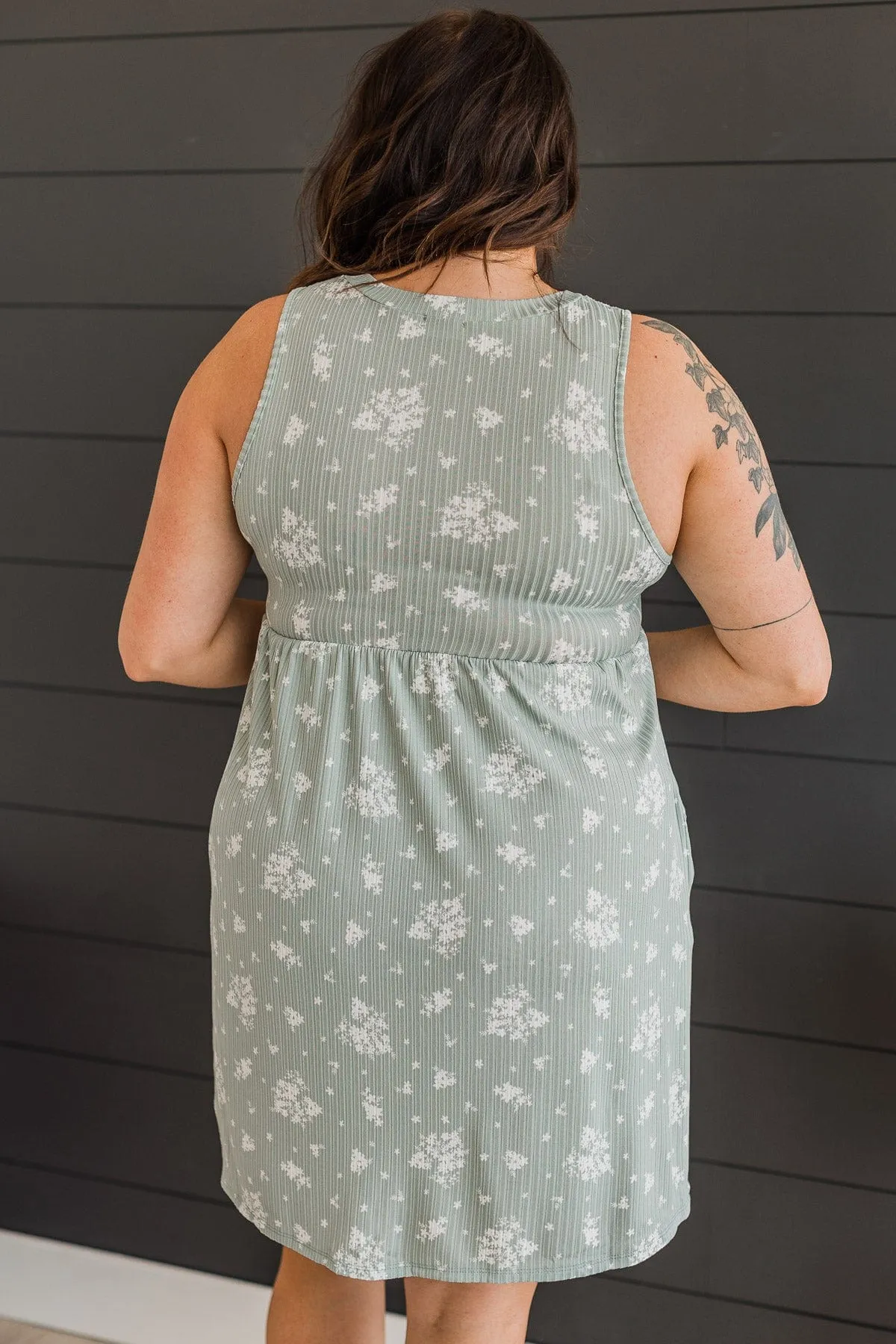 Dusty Sage Floral Knit Dress