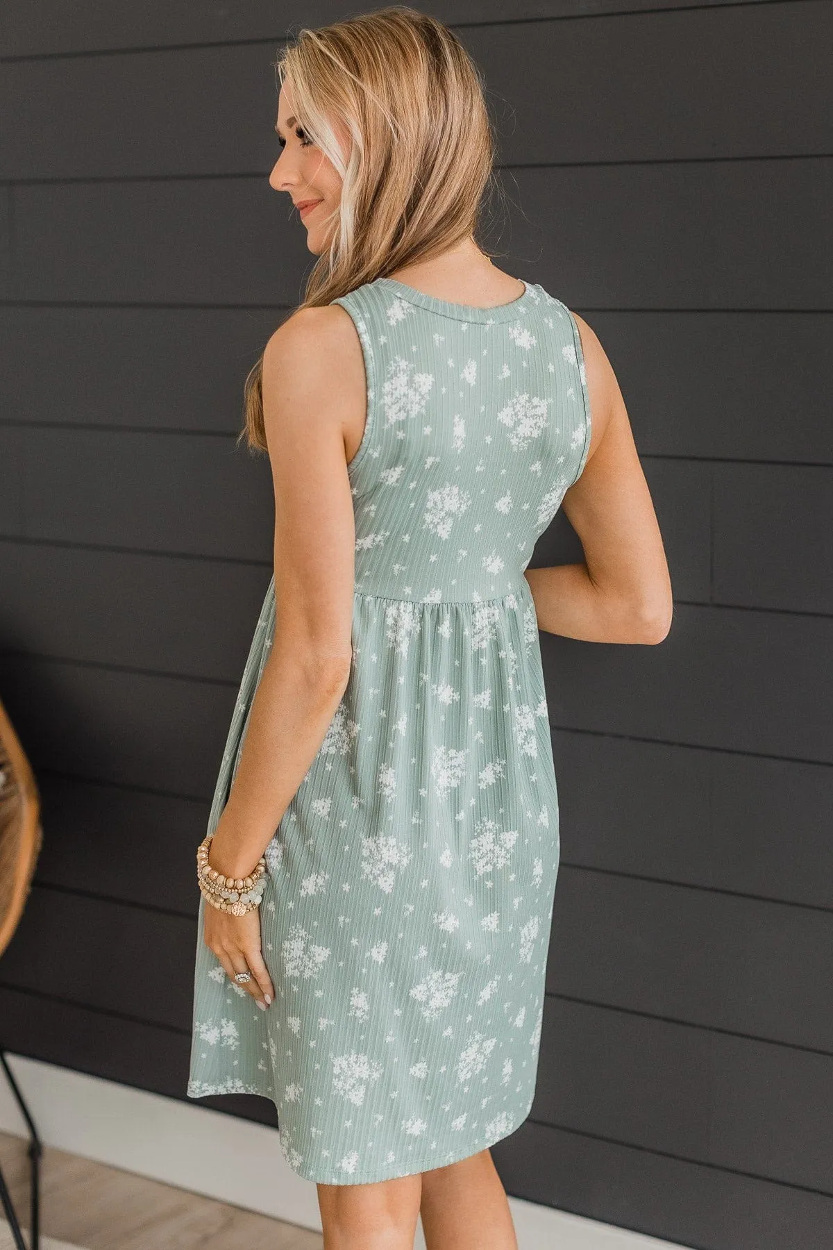 Dusty Sage Floral Knit Dress