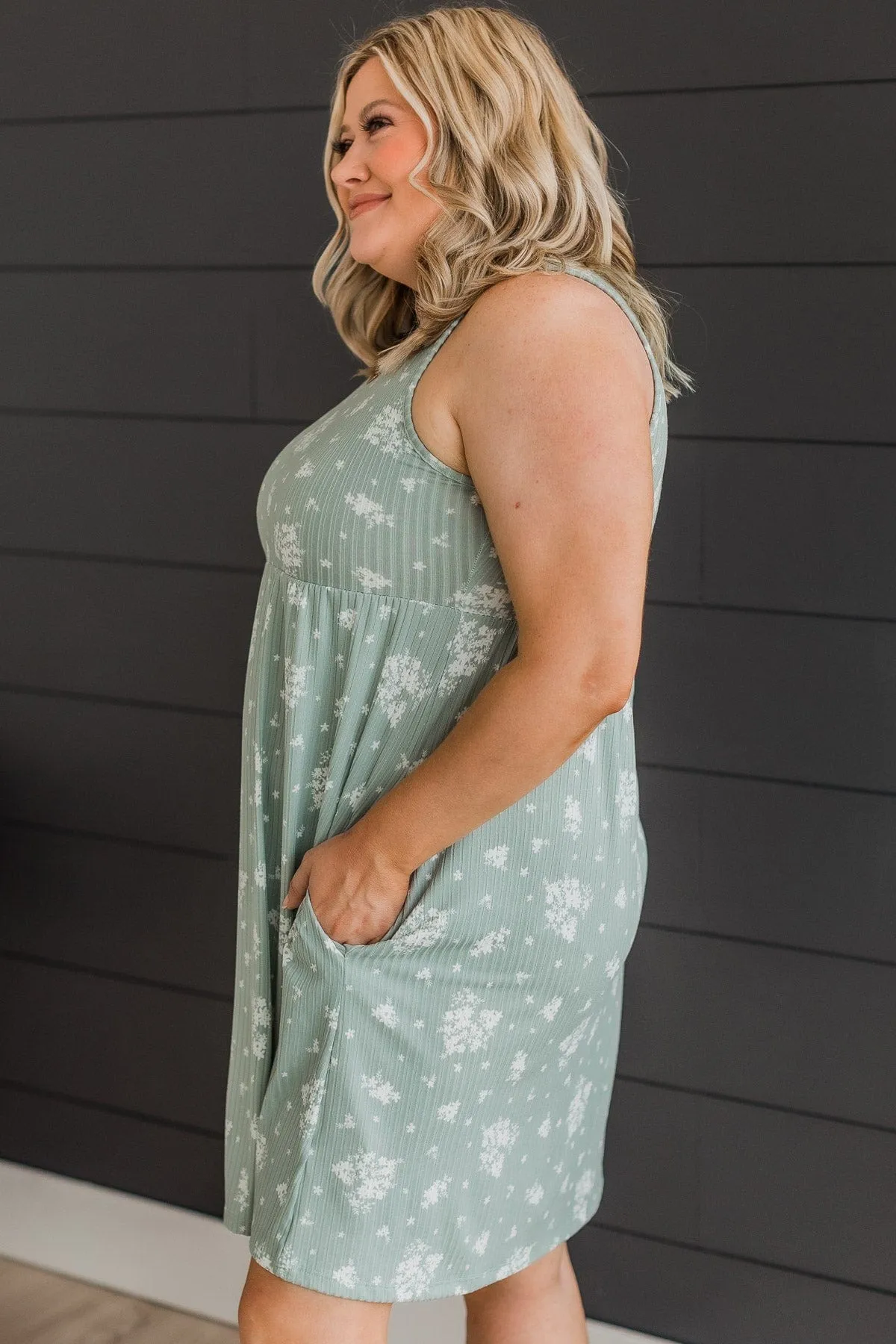 Dusty Sage Floral Knit Dress