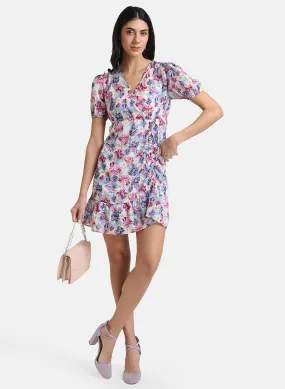 floral printed dress with ruching