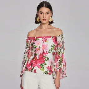 Joseph Ribkoff Off-The-Shoulder Floral Print Top - Style 241780