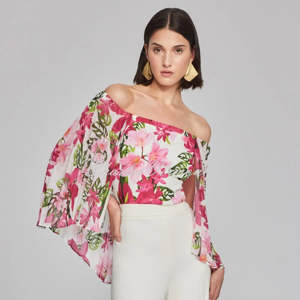 Joseph Ribkoff Off-The-Shoulder Floral Print Top - Style 241780