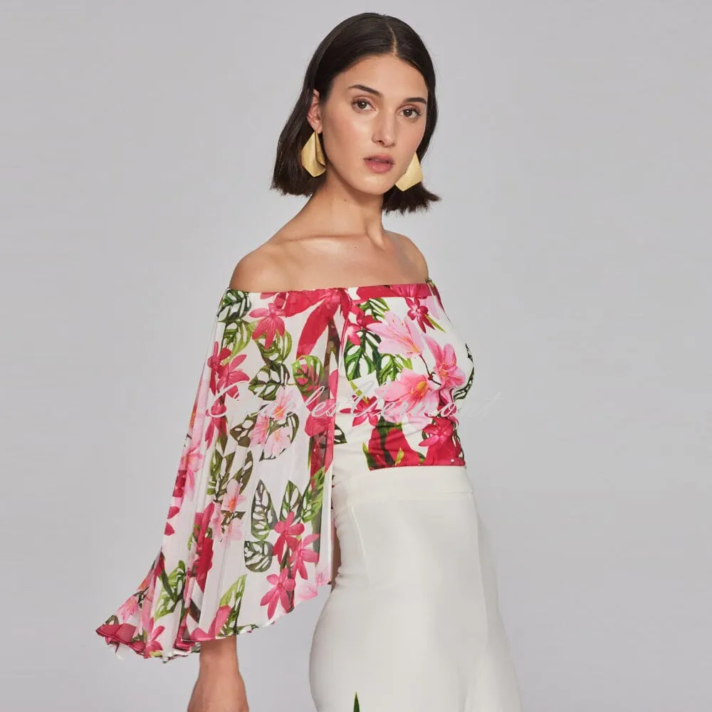 Joseph Ribkoff Off-The-Shoulder Floral Print Top - Style 241780