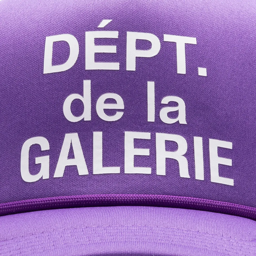 French Logo Trucker Hat in Flo Purple