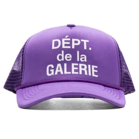 French Logo Trucker Hat in Flo Purple