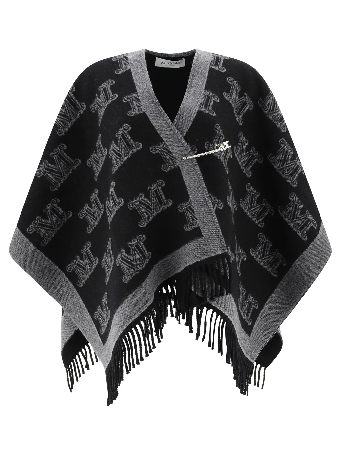 FRINE LOGO JACQUARD WOOL CAPE