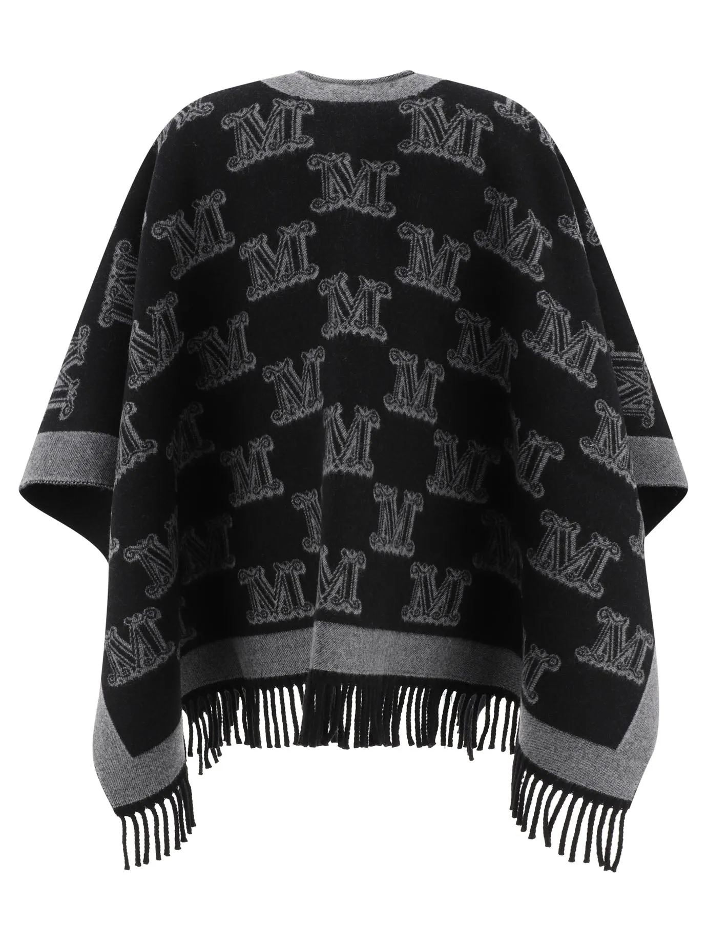 FRINE LOGO JACQUARD WOOL CAPE