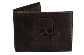 Genuine Leather Wallet with Skull and Cross Bones