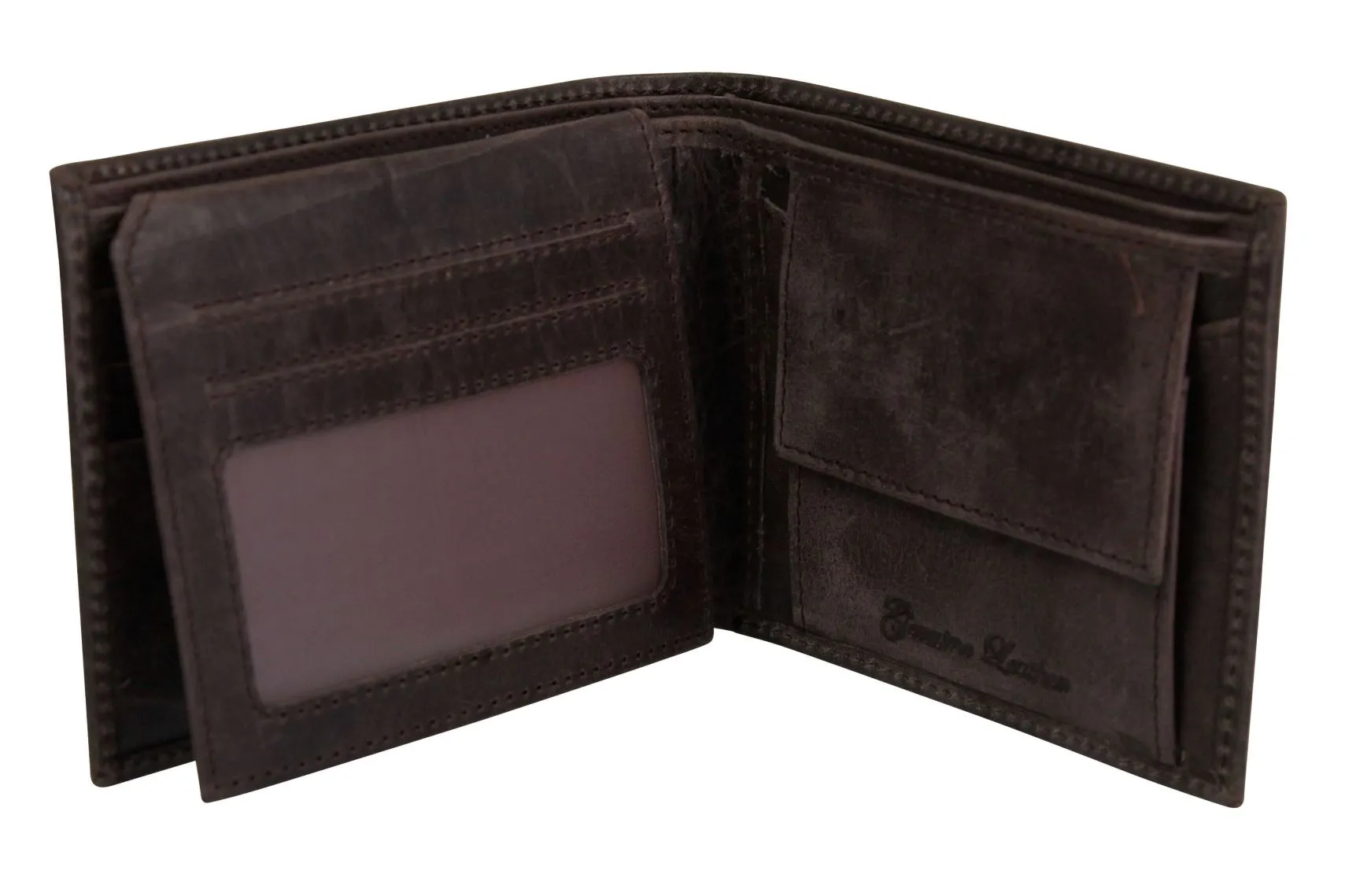 Genuine Leather Wallet with Skull and Cross Bones