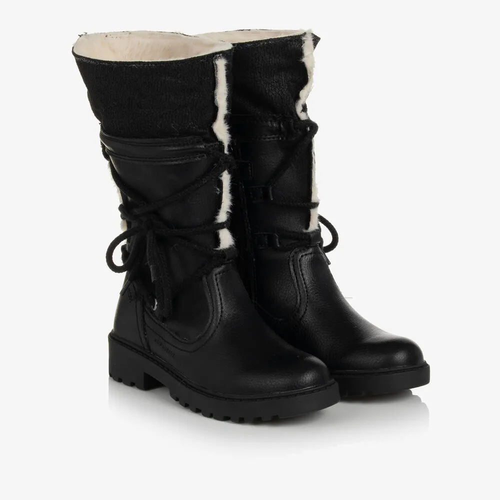 Girls Black Faux Leather Boots