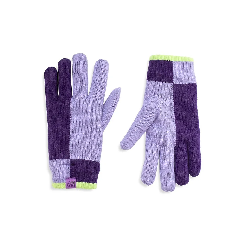 Girl's Colourblock Knit Gloves