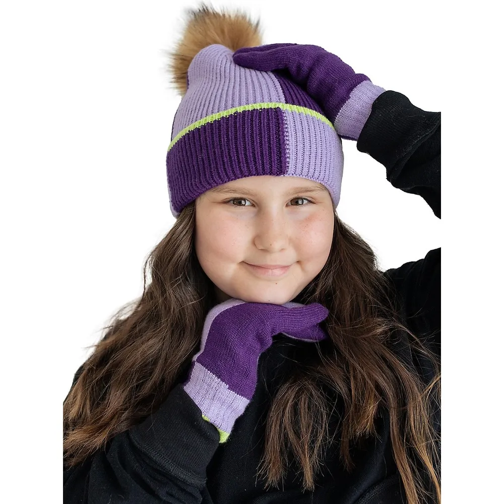 Girl's Colourblock Knit Gloves