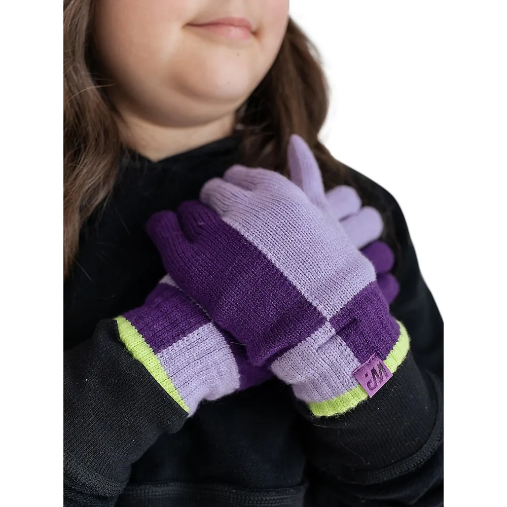 Girl's Colourblock Knit Gloves