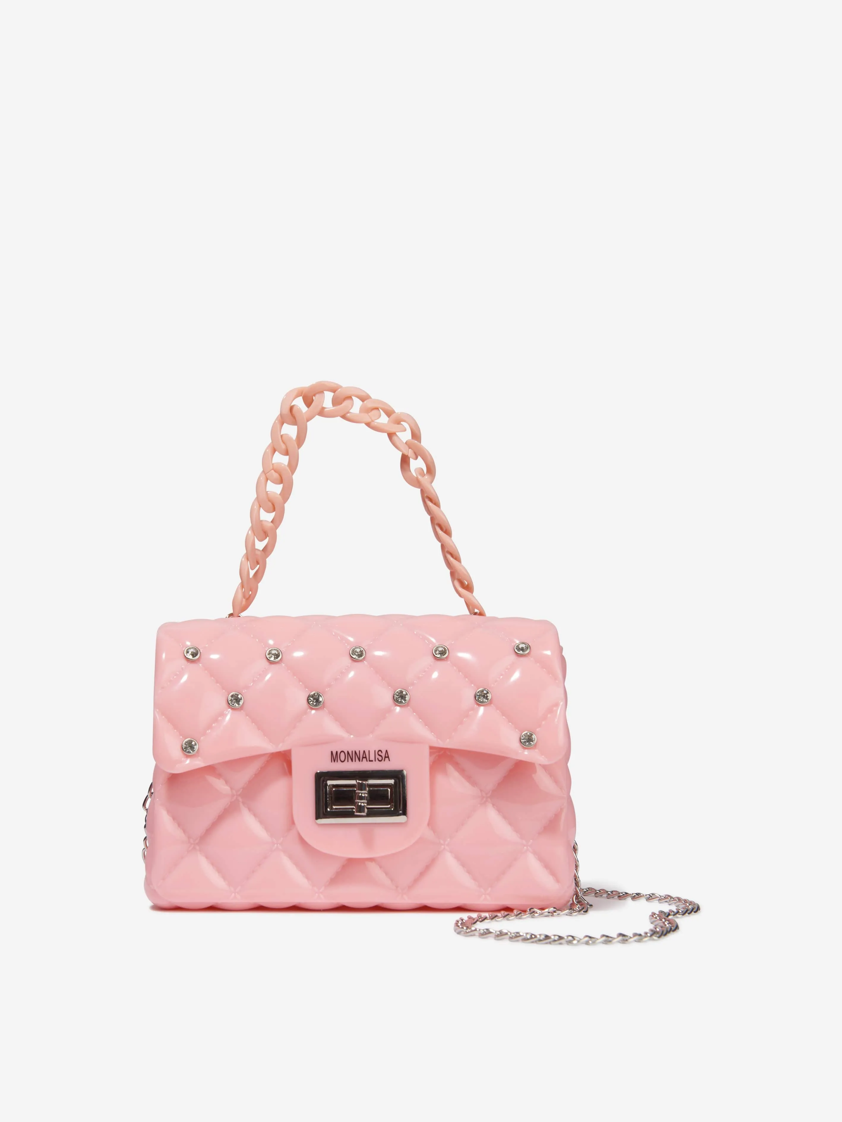 Girls Pink Diamante Quilted Bag