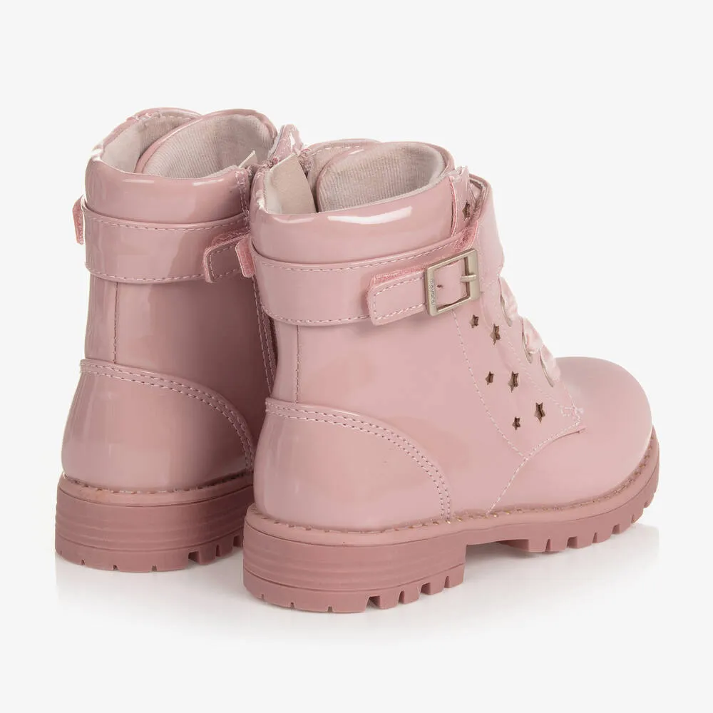 Girls' Pink Patent Faux Leather Boots