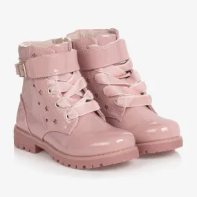 Girls' Pink Patent Faux Leather Boots