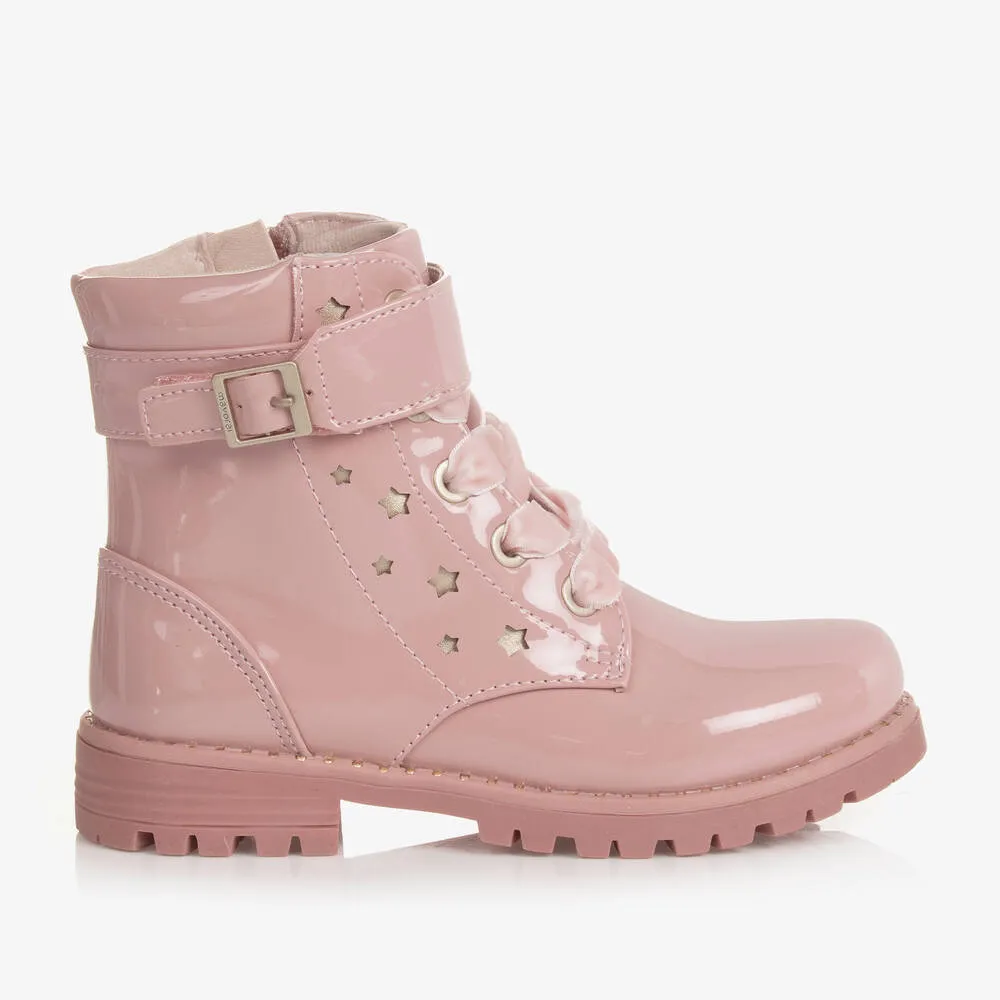 Girls' Pink Patent Faux Leather Boots