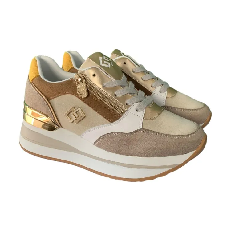 Gold & Gold Beige Women's Sneakers GB836