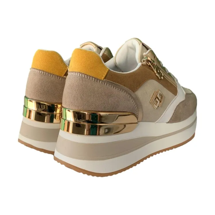 Gold & Gold Beige Women's Sneakers GB836