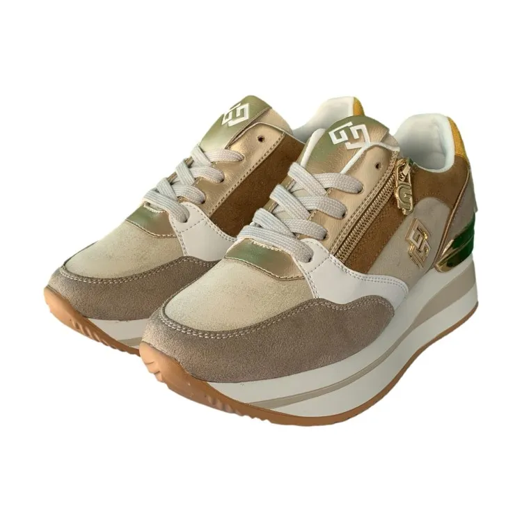 Gold & Gold Beige Women's Sneakers GB836