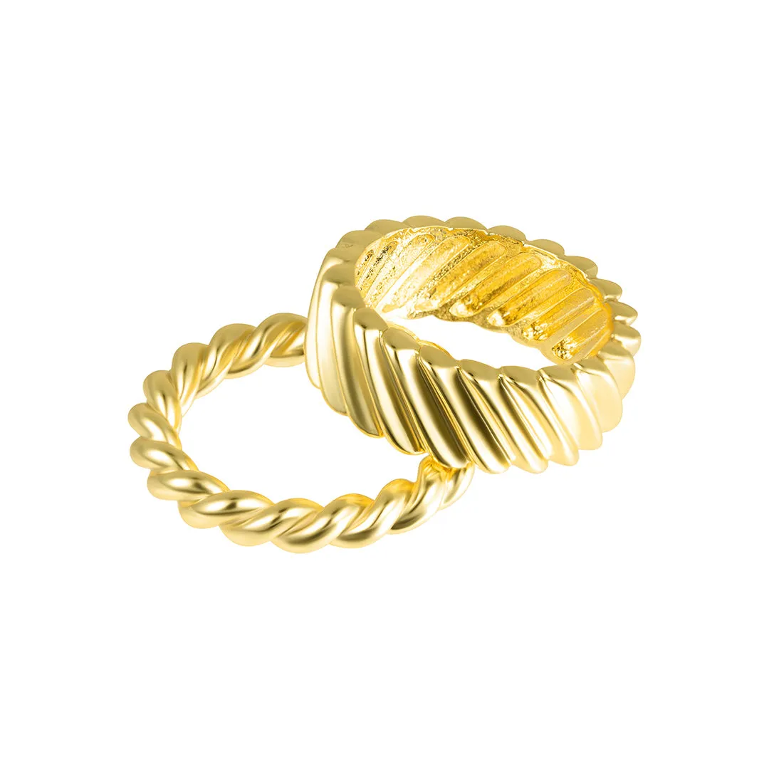 Gold Set of Cable and Twist Rings