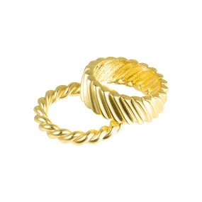 Gold Set of Cable and Twist Rings