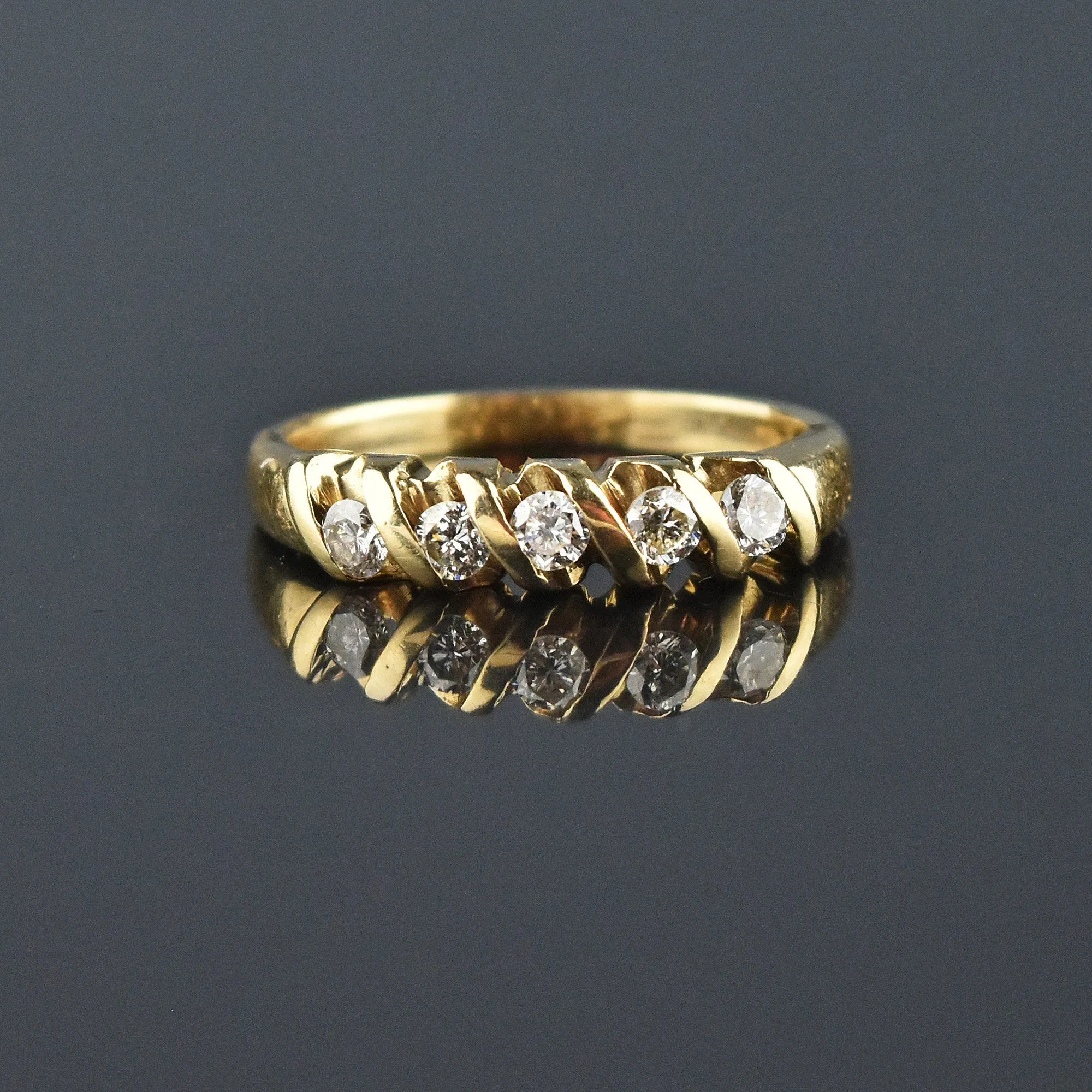 Gold Five Stone Diamond Band Ring