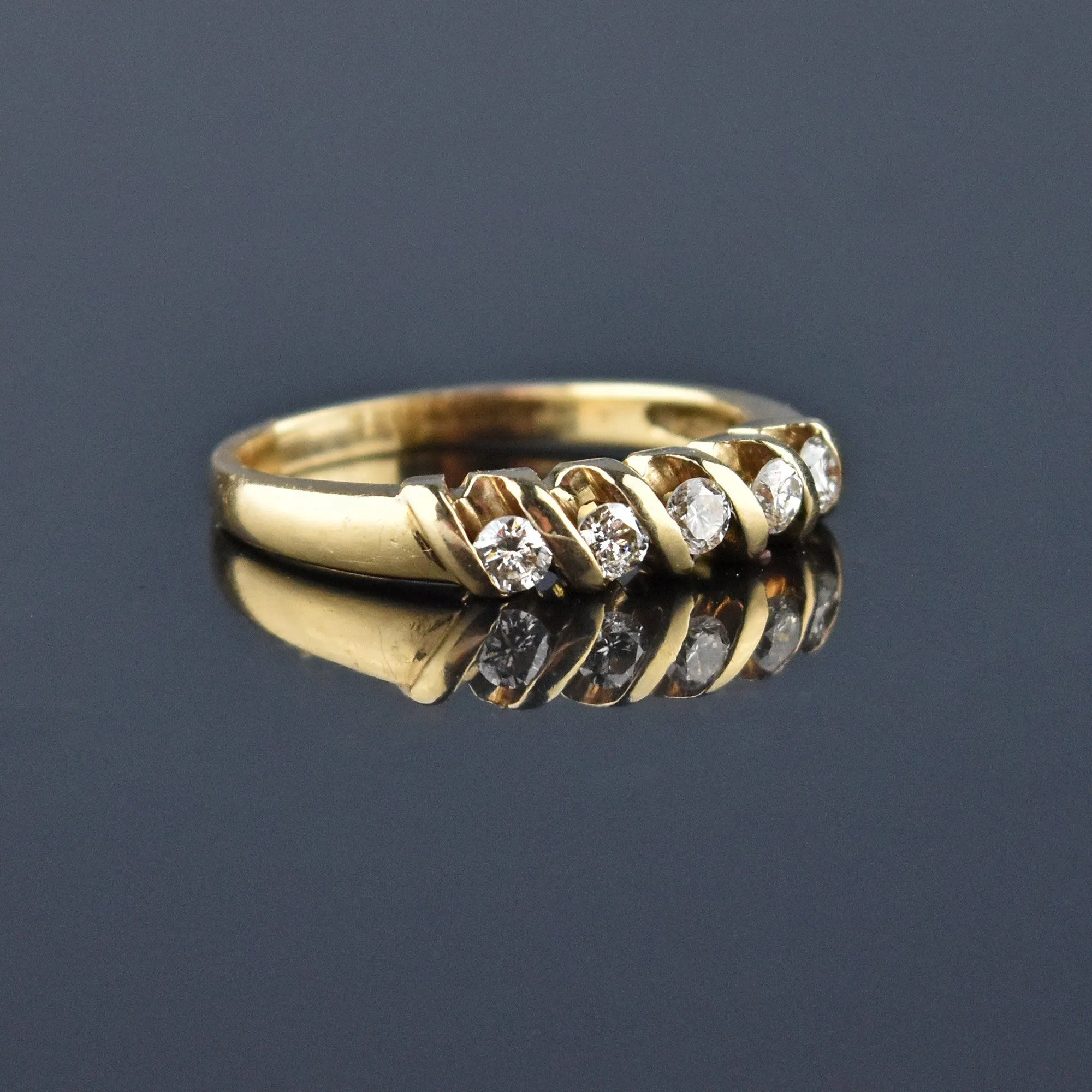 Gold Five Stone Diamond Band Ring