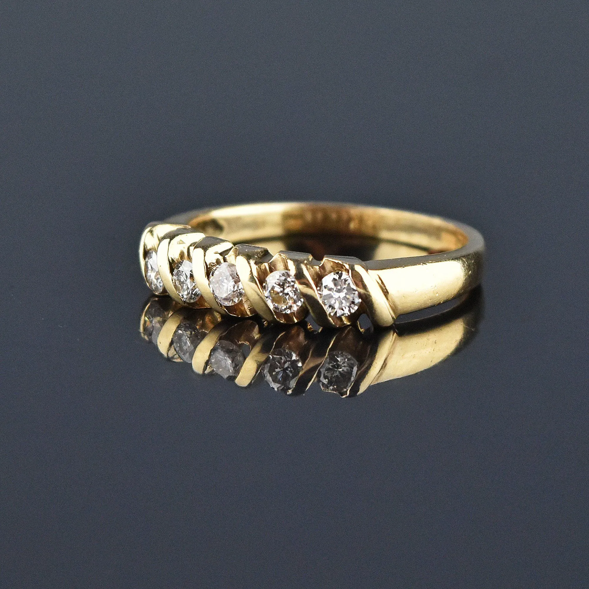 Gold Five Stone Diamond Band Ring